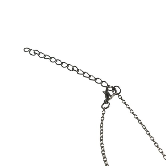 Vintage Faux Turquoise Statement Pendant Necklace Silver Tone Chain Floral Gift - Picture 3 of 5